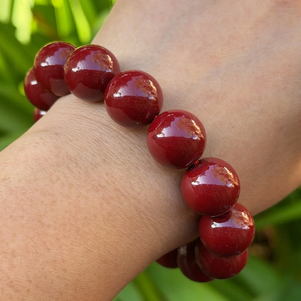 16mm‎ stretchable cinnabar bracelet 0872